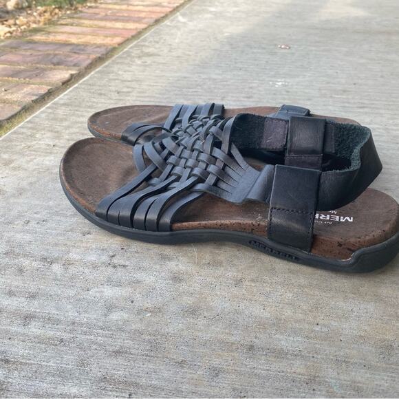 Merrell Black leather Strappy Sandals comfort bohemian boho hippie size 9 women - Picture 3 of 7
